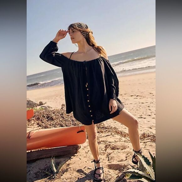 Free People Tops - FREE PEOPLE Stealin’ Hearts Tunic Dress XL BLACK NWT